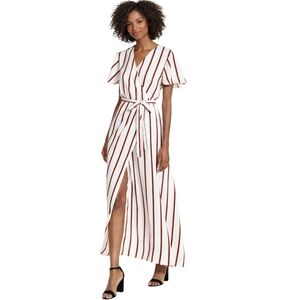 Stone Row ez Days Striped Faux Wrap Maxi Dress NWT Size M